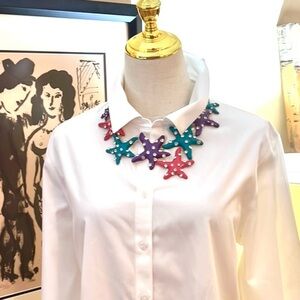 NWT,Natasha, Enamel Rhinestone Starfish Frontal Statement Necklace, GIFT ME!